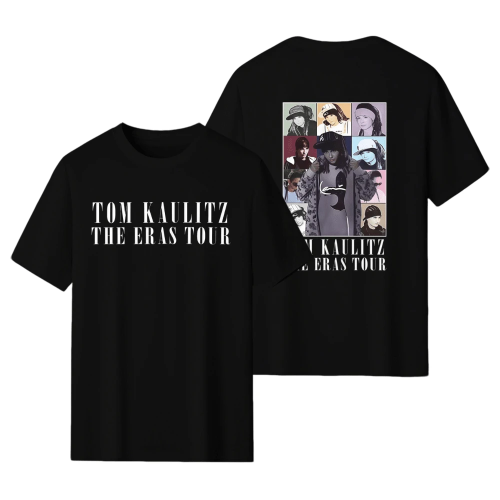 Tom Kaulitz The Eras Tours Short Sleeved T-Shirt German Rock Band Tokyo Hotel Pattern Hoodie Men's And Women's Hip Hop Punk Gothic Oversized Sweatshirt - 黑色 - 查看 1
