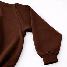 Men's Crew Neck Fleece Sweatshirt, Thick Winter Coat, Cotton - 鏽棕色 - 查看 3