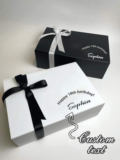 1pc Customizable Magnetic Gift Box, Can Personalize With Name And Text, 3 Color Options, Suitable For Christmas, Holidays, Parties, Unique Gift For Her/Him, Boyfriend, Girlfriend, Friend, Great For Christmas, Valentine's Day, Birthday, Anniversary, With Printed Pattern
