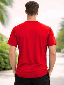 Men's Casual Dry Fit T-Shirt Gym Workout Fitness LISA - Đỏ - Xem 2