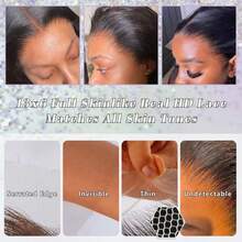 优雅的20英寸黑色直发蕾丝前假发，专为女性设计 - 预先拔毛 - 高密度混合发丝，耐热，哑光表面 - SNatural - 查看 7