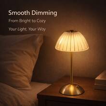Modern Touch Control Table Lamp, USB Rechargeable, 3 Color Dimmable Bedside Desk Lamp - Vàng - Xem 4