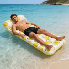 1pc Inflatable Lemon Floating Lounger, Fruit Style, Lemon Element, Water Floating Lounger Suitable For Water Entertainment, Beach Pool Party, Summer Beach, Inflatable Float, Requires Separate Purchase Of Air Pump - Lemon - View 6