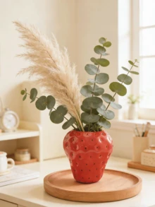 1个树脂草莓花瓶装饰，手工制作逼真草莓室内/室外摆件，树脂材质，波西米亚风格家居装饰礼品，生日、毕业、房间装饰，玻璃花瓶 - 彩色 - 查看 11