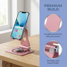 Aluminum Alloy Silicone Metal Stand Universal Foldable Phone/Tablet Stand 360° Rotation Anti-Scratch Anti-Slip Sandblasted Oxidation Corrosion Resistant For Phones Tablets Drawing Boards Valentine's Day Gift - Rose Gold - View 5