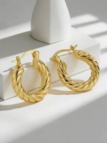 Bông tai tròn xoắn bằng vàng