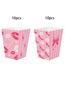 10个/20个装亮粉色女孩爆米花纸盒，派对礼品盒，零食袋，糖果袋，纸质食品容器，派对装饰，生日派对，单身派对用品 - 彩色 - 查看 8