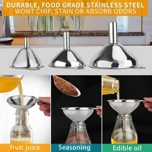 3pcs Stainless Steel Funnel Set, Large/Medium/Small, Mini Kitchen Funnels For Transferring Oils, Liquids, Filling Bottles, Cooking - Multicolor - View 5