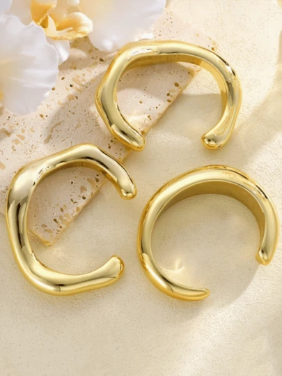 3 piezas de brazaletes abiertos personalizados de CCB irregular de moda, adecuados para vacaciones en la playa