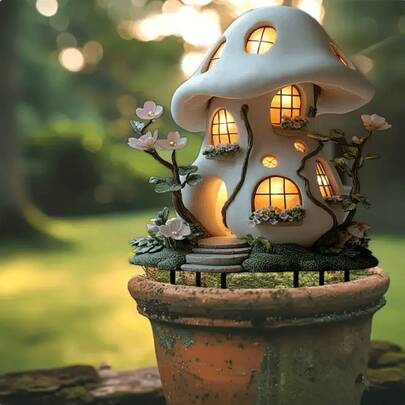 Enchanting Fairy Garden Cottage Stake - Acrylic Christmas Decor For Outdoor Plants & Bonsai, Perfect Gift For Family And Friends ￼ ￼ ￼ ￼ ￼ ￼