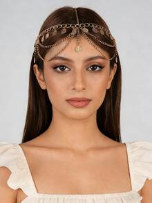 Fashion Bohemian Style Gold And Silver Alloy Chain-Shaped Crystal Pendant Hairband Is A Beautiful Piece Of Jewelry Suitable For Women To Wear At Parties, Ramadan, Festival Events And Daily Occasions. It Is Also A Suitable Accessory For Students And An Ideal Jewelry For Women., Head Accessories, Headpiece, Head Jewelry - Multicolor - View 4