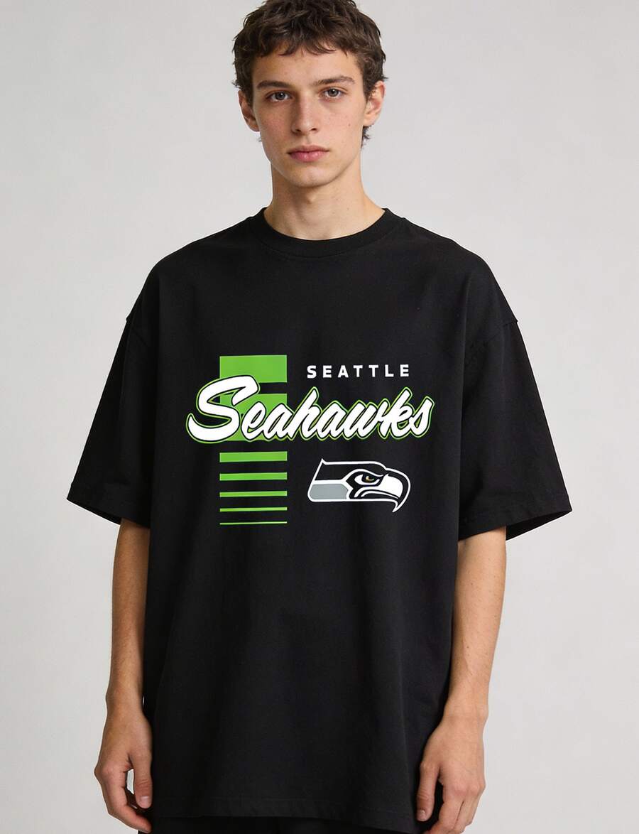Seattle1 Seahawk  Short Sleeve Shirt,  West Football Team Graphic Tee, Soft Cotton Unisex Fan Apparel, Game Day Tailgating Casual Streetwear For Men Women - black2 - 查看 1