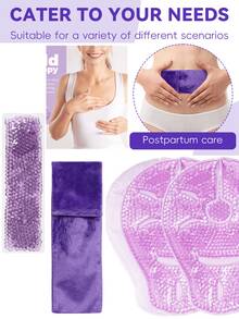 2片/3片装哺乳凝胶冰袋乳垫和会阴冷却垫 - 冷热两用，缓解孕期不适 | 舒适贴合，质地柔软，理想的产后礼物（圣诞节/万圣节），孕妇礼物，产后必备 - 彩色 - 查看 18