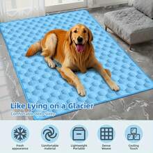 Plus Size Pet Cat Dog Cooling Mat | 5 Sizes Fit All | Breathable Mesh Fabric | Summer Pet Cooling Pad | Ice Silk Pet Cooling Mat | Suitable For Bed And Sofa Use - Blue - View 4