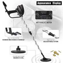 1pc Professional Deep Penetration Metal Detector, Black Waterproof Underground Treasure Seeker With LCD Display, Adjustable For Beach, Yard & Underwater Use, High Sensitivity Detector With Shovel Kit For Gold, Coins & Relic Hunting - 黑色 - 查看 6