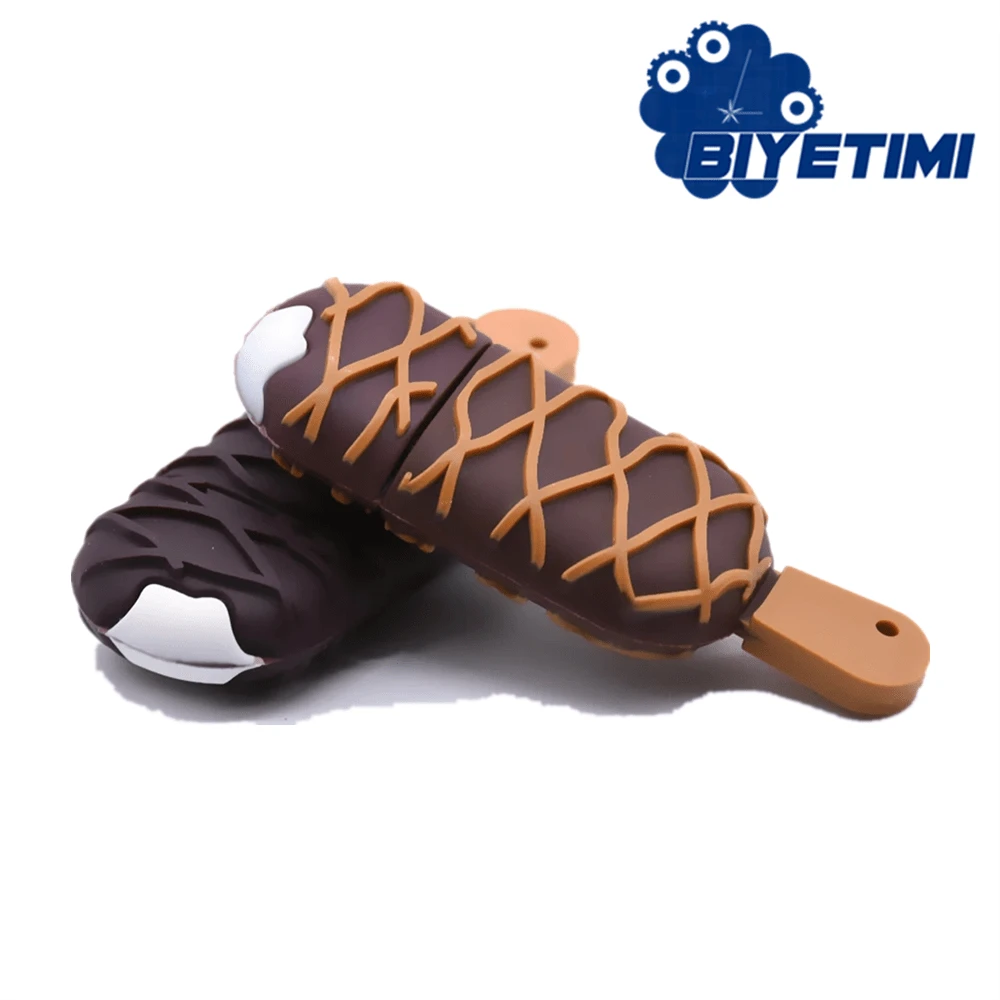 BIYETIMI Thẻ nhớ USB hình kem 128GB, thẻ nhớ USB 2.0 bằng silicon dễ thương 64GB/32GB, món quà đáng yêu. - Màu vàng - Xem 1