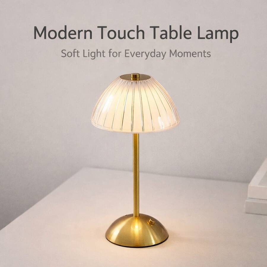 Modern Touch Control Table Lamp, USB Rechargeable, 3 Color Dimmable Bedside Desk Lamp - Vàng - Xem 1