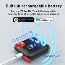 RSH Thẻ định vị thông minh chống rối dây, hệ thống kép mới, thẻ theo dõi không dây, pin sạc USB-C, thiết bị định vị chống mất, tương thích với ứng dụng Tìm đồ của và Find Hub (cho Android), thẻ tìm đồ thông minh cho hành lý, chìa khóa, ví, có chức năng nhắc nhở khi bị mất, quà tặng mùa xuân. - Nhiều màu - Xem 7