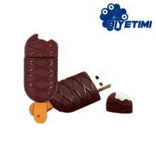 BIYETIMI 128GB 冰淇淋造型 U 盘，64GB/32GB 可爱硅胶 USB 2.0 闪存盘，精美礼物 - 咖啡棕 - 查看 1