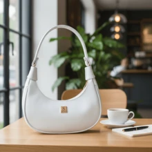Women's Half Moon Tote Shoulder Bag Small Sophisticated - 白色 - 查看 3