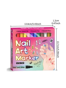 SAUA Bộ 12 bút vẽ móng nghệ thuật, bút sơn móng tay đầu nhỏ dùng để tự trang trí móng, dụng cụ cần thiết cho tiệm nail và làm móng tại nhà. - Nhiều màu - Xem 17