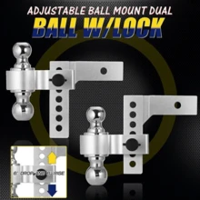 2" Receiver 6" Drop/Rise Adjustable Tow Hitch Dual Ball Mount Trailer 18500 Lb - Silver - View 10
