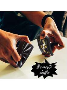 1 Set (54 Cards) Waterproof Foil PVC Plastic Playing Cards, Black Gold Foil, Easy To Shuffle, Washable, Suitable For Pool Party, Beach Party, Couples Game, Family Gathering, Thanksgiving Gift, Holiday Travel Entertainment Game, Friends Gathering - Multicolor - View 8