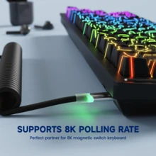 ATTACK SHARK C01 ULTRA Spiralkabel mit USB-C Anschluss, doppelt ummantelt mit RGB-Beleuchtung, abnehmbarer Metallstecker, Typ-C zu USB-A Kabel für mechanische Gaming-Tastaturen, Konsolen, PC, Geschenk, Feiertage, Geschenk für Familie - Weiß/Grau/Rot/Schwarz/Pink - Verschiedenfarbig - Übersicht 7