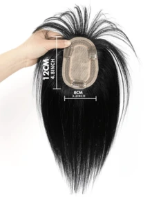 Hairpin Style With Bangs For Women, Human Hair, 8x12 Mesh Bottom, 30g, Natural Seamless Lightweight, Extra Volume To Replace Patches - Natural Black - View 4