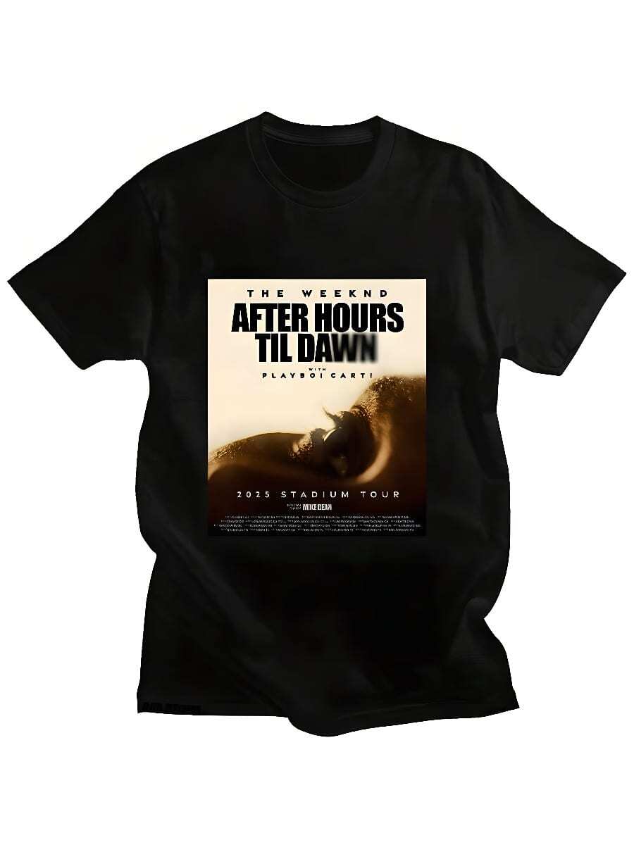 Blusas Para Mujer   TheWeeknds After Hours Til Dawn T-Shirts The Weeknds Stadium Tour 2026 Tee-Shirt Loose Retro Fashion Top Cotton Unisex Streetwear - màu đen - Xem 1