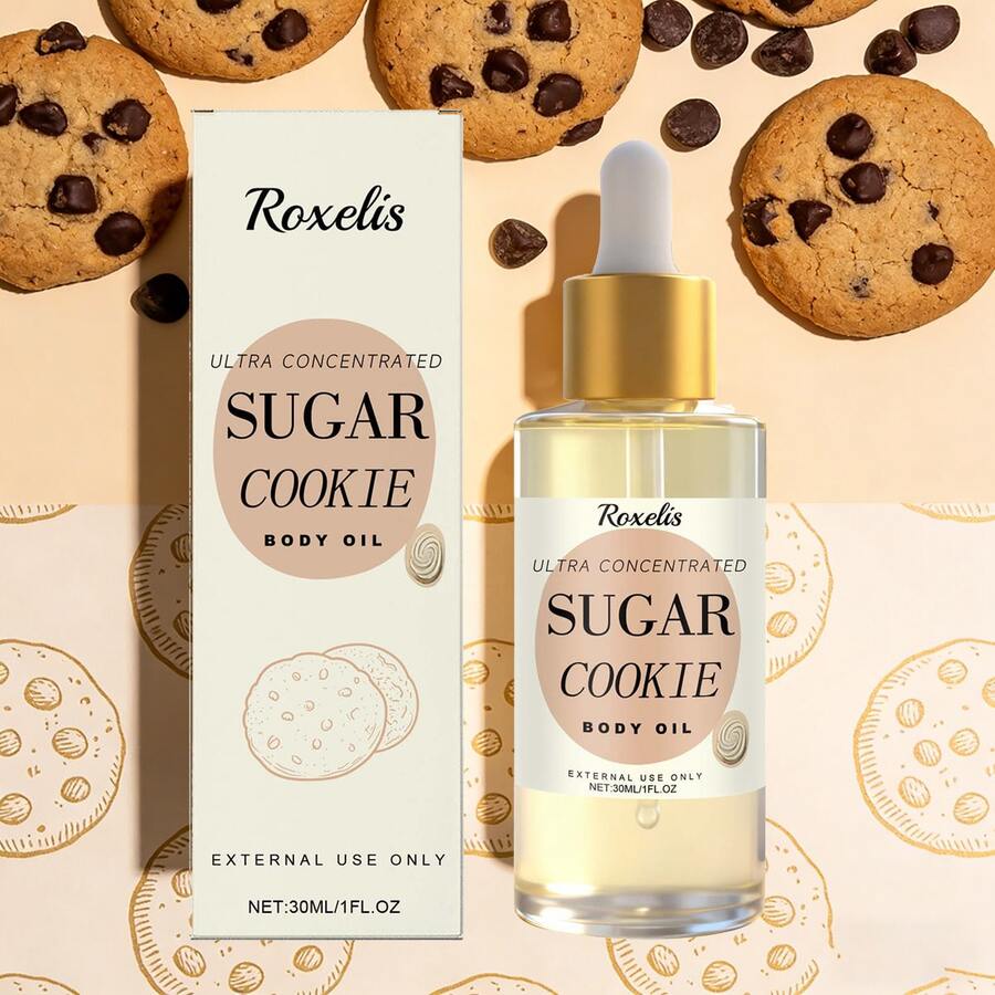 Roxelis Sweet Cookie & Shea Butter Moisturizing Body Oil – A Nourishing, Non-Greasy Formula For Smooth, Hydrated Skin With A Lingering Fragrance. Ideal For Daily Massage And After-Care, Suitable For All Skin Types And Unisex Use. A Comforting Christmas Gift. - Bánh quy ngọt - Xem 1