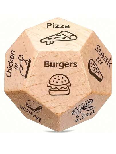 情人节木质骰子礼物，情侣约会之夜礼物，适合用来做食物选择决定，六面木质骰子，趣味办公及学习休息时间好点子 - 决策骰子，送给同事生日及节日的完美礼物 | 手工俱乐部 | 办公室放松玩具