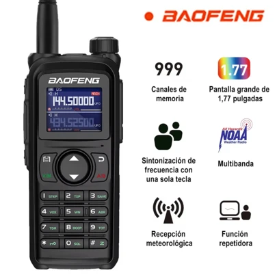 Radio Walkie Talkie Baofeng Uv28 Con Gps 10w 10km 999canale Bandas de frecuencia FM,AM,VHF1, VHF2, UHF Color Negro