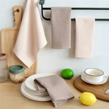 4pcs Modern Wavy Woven Dishcloth Set, Hand Wash Only, Square Kitchen Towels With Hanging Loop, Solid Color, Highly Absorbent , Suitable For Dishes And Countertops - Multicolor - View 3