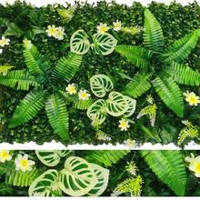 1片人造植物草坪墙板，绿色植物围栏，仿真苔藓，适用于室内外花园庭院商店背景装饰 - 悬挂式草坪背景，适用于家庭花园派对婚礼装饰 - 彩色 - 查看 6