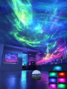 1pc Aurora Night Light - Northern Lights Projector With Remote Control - Room LED Lamp, Mini Night Light Projector Ambience Lighting For Bedroom/Ceiling/Party Decor - Multicolor Light - View 8