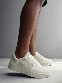 Men's Autumn/Winter New Waterproof, Flexible, Technology-Infused Black Leather Thermal-Lined EVA Soft Bottom Sneakers - Beige - View 5