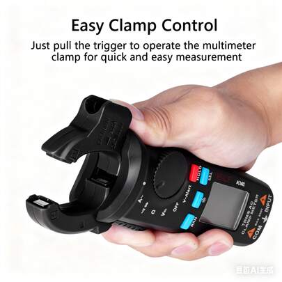 Bside 1mA 直流/交流钳形表，6000 计数，可测量温度、低阻抗、电压、电流，带 V-Alert 功能，带背夹，可检测火线。