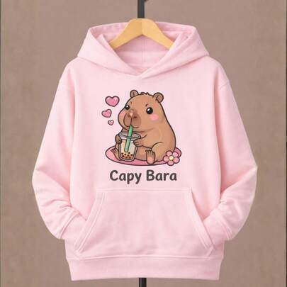 Moletom Infantil Canguru Estampa Capy Bara 1032 Agasalho De Frio Inverno Bolsos Capuz Blusa de Frio