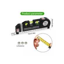 3-Bubble Laser Level, Measuring Tape, Horizontal And Vertical Cross Ruler, Multipurpose Laser Level, Standard Horizontal And Vertical Cross Laser Lines, 8-Foot Laser Line Measuring Tape, Standard And Metric Ruler, Adjusted Laser Level, Line Lasers - Black - View 3