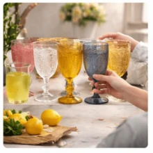 15/30 Pack 7oz Vintage Colorful Plastic Goblets, Reusable Wine, Champagne & Cocktail Cups, Shatterproof Multicolor Party Drinkware For Weddings, Celebrations & Events - 粉色 - 查看 4
