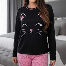 Women's Long Blogger Pajama Set - Warm, Soft Touch, Maximum Comfort For Sleeping In Cold Weather - màu đen - Xem 6