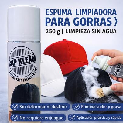 Espuma Limpiadora Para Gorras 250 g Limpiador Práctico Para Limpieza Rápida Sin Uso De Agua Diseñado Para Mantenimiento De Gorras Deportivas Casual Y Urbanas Ayuda A Eliminar Sudor Grasa Y Manchas Superficiales Sin Dañar Colores Ni Materiales Ideal Para Gorras De Algodón Poliéster Tela Malla Y Materiales Combinados Útil Para Gorras De Uso Diario Deportivo Trabajo Y Actividades Al Aire Libre Adecuado Para Limpieza Frecuente En Casa Oficina Escuela Viajes Y Actividades Diarias Fácil Aplicación Y Uso Inmediato Recomendado Para Personas Que Buscan Mantener Sus Gorras Limpias Con Buena Apariencia Y Colores Más Uniformes Presentación 250 g Práctica Para Uso Doméstico Profesional Y Comercial