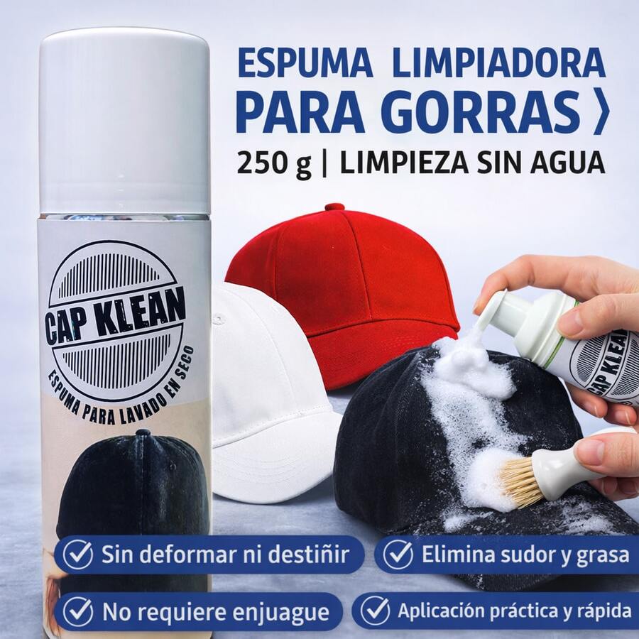 Espuma Limpiadora Para Gorras 250 g Limpiador Práctico Para Limpieza Rápida Sin Uso De Agua Diseñado Para Mantenimiento De Gorras Deportivas Casual Y Urbanas Ayuda A Eliminar Sudor Grasa Y Manchas Superficiales Sin Dañar Colores Ni Materiales Ideal Para Gorras De Algodón Poliéster Tela Malla Y Materiales Combinados Útil Para Gorras De Uso Diario Deportivo Trabajo Y Actividades Al Aire Libre Adecuado Para Limpieza Frecuente En Casa Oficina Escuela Viajes Y Actividades Diarias Fácil Aplicación Y Uso Inmediato Recomendado Para Personas Que Buscan Mantener Sus Gorras Limpias Con Buena Apariencia Y Colores Más Uniformes Presentación 250 g Práctica Para Uso Doméstico Profesional Y Comercial - A - Ver 1