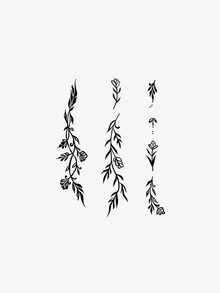 1pc Temporary Tattoo Sticker, Simple Black Leaf Design, Waterproof, Suitable For Fashion Enthusiasts, Fake Tattoo For Hand/Body - Black - View 2