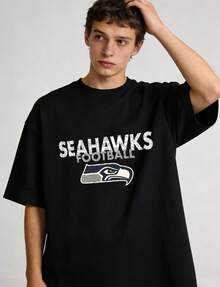 Seahawks  Short Sleeve Graphic T-Shirt, Seattle NFC West Football Fan Shirt, Unisex Cotton Breathable Casual Wear, Game Day Tailgating For Men Women - black4 - 查看 1