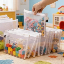 12 piezas Bolsas de almacenamiento de malla blanca - Bolsas con cremallera de malla transparente tamaño A4/A5 medianas, lavables y reutilizables, bolsas de archivo de malla duraderas, ligeras y portátiles, resistentes al desgarro, adecuadas para almacenamiento en el hogar, organización de oficina, viajes, útiles escolares - transparente - Ver 11