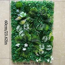 1片人造植物草坪墙板，绿色植物围栏，仿真苔藓，适用于室内外花园庭院商店背景装饰 - 悬挂式草坪背景，适用于家庭花园派对婚礼装饰 - 彩色 - 查看 4