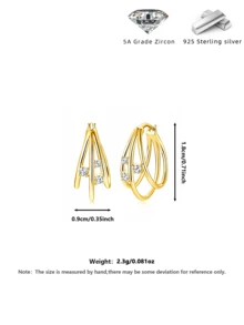 925 Sterling Silver Triple Circle Hoop Earrings, Cubic Zirconia Luxury Sparkle, Gift For Valentine's Day, Party Wear, Comes With Gift Box - Multicolor - View 11