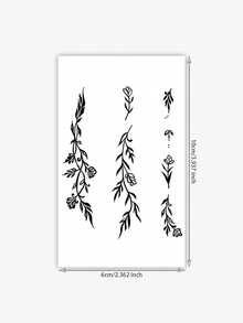 1pc Temporary Tattoo Sticker, Simple Black Leaf Design, Waterproof, Suitable For Fashion Enthusiasts, Fake Tattoo For Hand/Body - Black - View 4